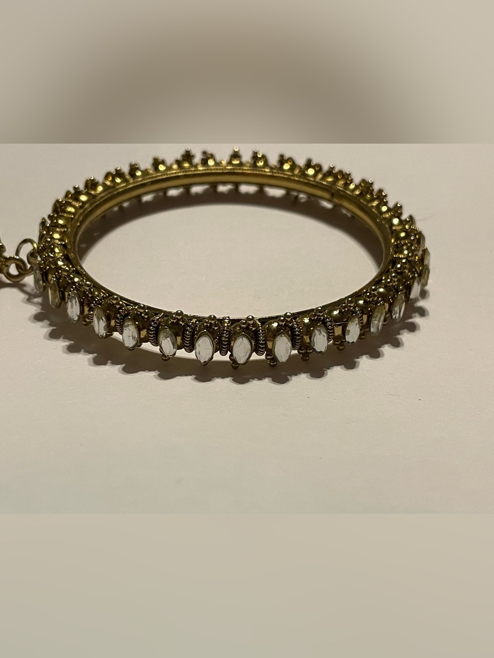 Jeweled Belly Dancer Tassel Gold Tone Bangle Bracelet #7142 - Picture 2 of 9